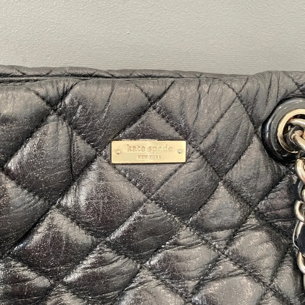 Kate Spade Sparkly Black Quilted Leather Bag